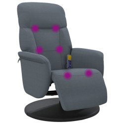 Fauteuil inclinable de massage repose-pied gris foncé velours 