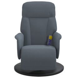 Fauteuil inclinable de massage repose-pied gris foncé velours 