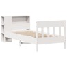 Lit bibliothèque sans matelas blanc 90x190cm bois de pin massif 