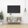 Meuble TV mural Blanc chêne sonoma 37x37x107 cm Bois ingénierie 