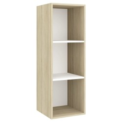 Meuble TV mural Blanc chêne sonoma 37x37x107 cm Bois ingénierie 