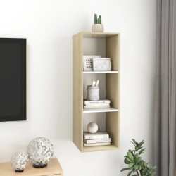 Meuble TV mural Blanc chêne sonoma 37x37x107 cm Bois ingénierie 