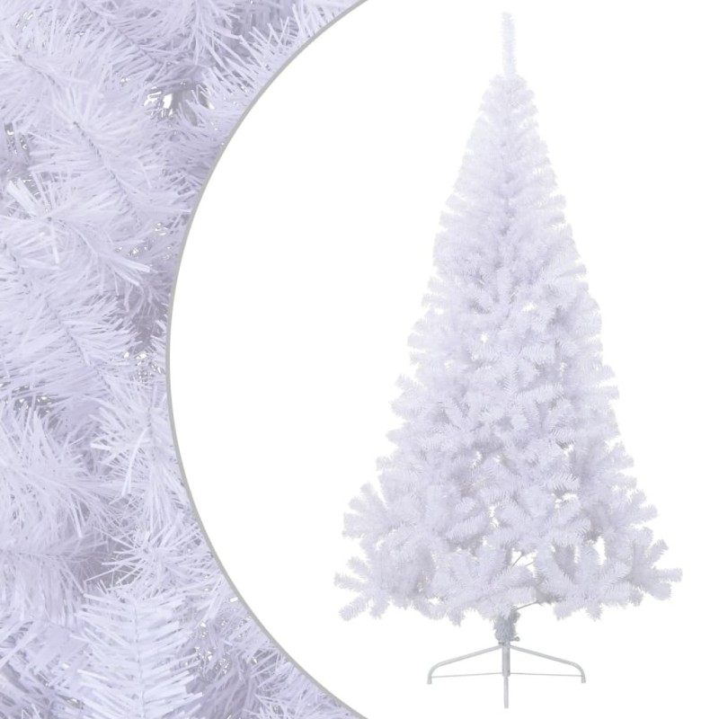 Sapin de Noël artificiel moitié avec support blanc 210 cm PVC Sapin de Noël artificiel moitié avec support blanc 210 cm PVC