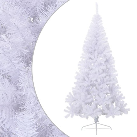 Sapin de Noël artificiel moitié avec support blanc 210 cm PVC 