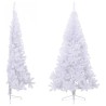 Sapin de Noël artificiel moitié avec support blanc 210 cm PVC 