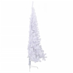 Sapin de Noël artificiel moitié avec support blanc 210 cm PVC 