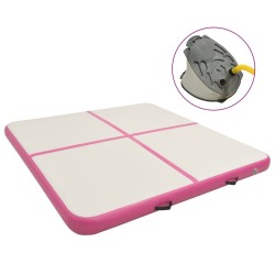 Tapis gonflable de gymnastique avec pompe 200x200x15cm PVC Rose 