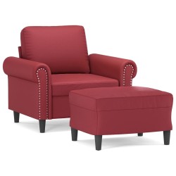Fauteuil avec repose-pied Rouge bordeaux 60 cm Similicuir 