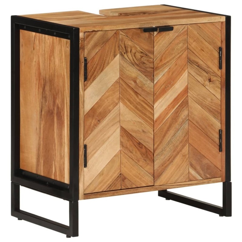Armoire de salle de bain bois massif d'acacia et fer Armoire de salle de bain bois massif d'acacia et fer