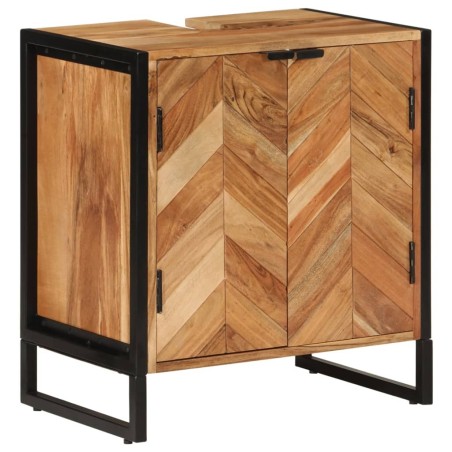 Armoire de salle de bain bois massif d'acacia et fer 