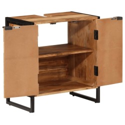 Armoire de salle de bain bois massif d'acacia et fer 