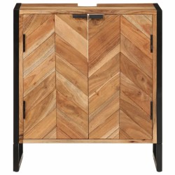 Armoire de salle de bain bois massif d'acacia et fer 