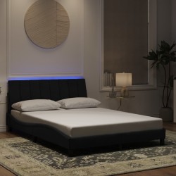 Cadre de lit avec LED sans matelas noir 140x190 cm velours 
