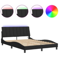 Cadre de lit avec LED sans matelas noir 140x190 cm velours 