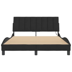 Cadre de lit avec LED sans matelas noir 140x190 cm velours 
