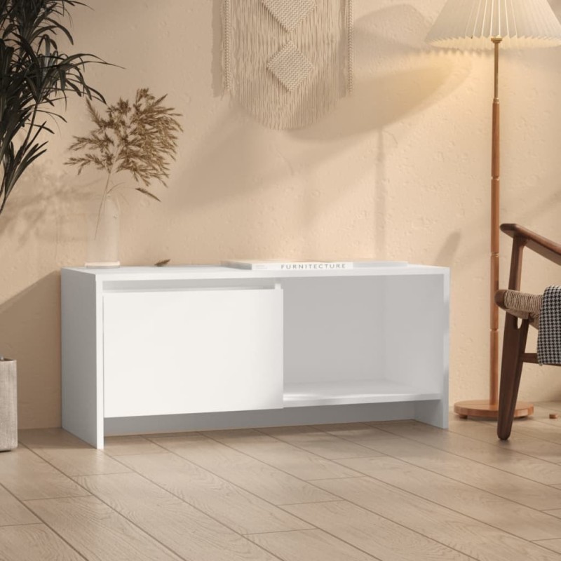 Meuble TV Blanc 90x35x40 cm Bois d'ingénierie Meuble TV Blanc 90x35x40 cm Bois d'ingénierie