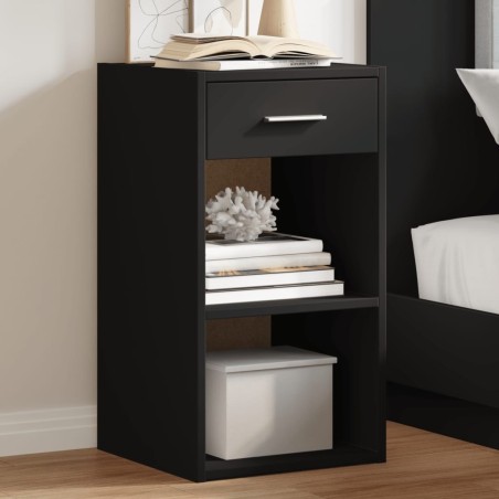 Table de chevet noir 35x34x65 cm bois d’ingénierie 