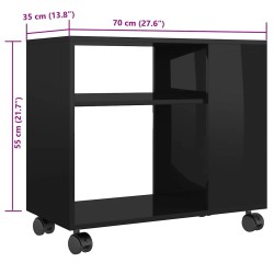 Table d'appoint Noir brillant 70x35x55 cm Bois d'ingénierie 
