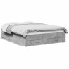 Cadre de lit avec tiroirs sans matelas gris béton 140x190 cm 