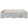 Cadre de lit avec tiroirs sans matelas gris béton 140x190 cm 
