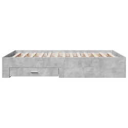 Cadre de lit avec tiroirs sans matelas gris béton 140x190 cm 