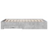 Cadre de lit avec tiroirs sans matelas gris béton 140x190 cm 