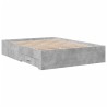 Cadre de lit avec tiroirs sans matelas gris béton 140x190 cm 