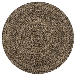 Tapis fait à la main Jute Noir et naturel 120 cm 