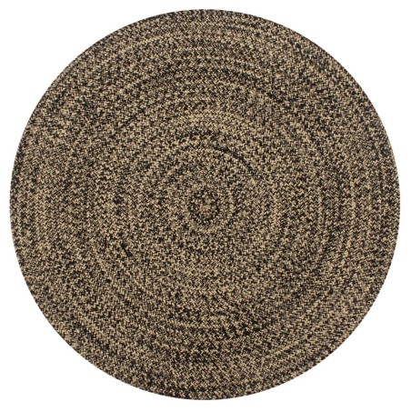 Tapis fait à la main Jute Noir et naturel 120 cm 