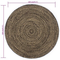 Tapis fait à la main Jute Noir et naturel 120 cm 