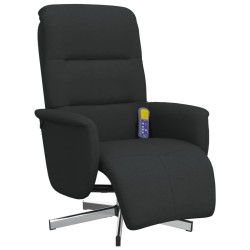 Fauteuil inclinable de massage avec repose-pieds noir tissu 