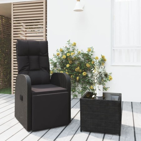 Ensemble de salon de jardin 2 pcs noir poly rotin et acier 