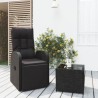 Ensemble de salon de jardin 2 pcs noir poly rotin et acier 