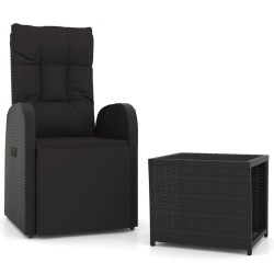 Ensemble de salon de jardin 2 pcs noir poly rotin et acier 