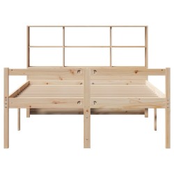 Lit bibliothèque sans matelas 140x200 cm bois massif de pin 