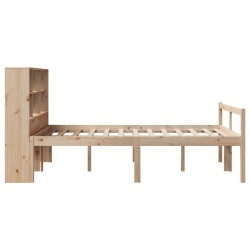 Lit bibliothèque sans matelas 140x200 cm bois massif de pin 