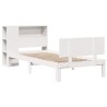 Lit bibliothèque sans matelas blanc 90x190cm bois de pin massif 