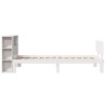 Lit bibliothèque sans matelas blanc 90x190cm bois de pin massif 