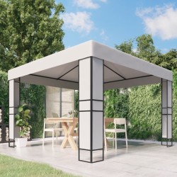 Tonnelle avec toit double 3x3 m Blanc 