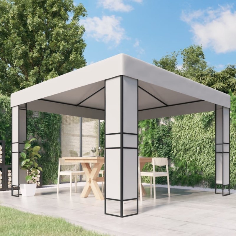Tonnelle avec toit double 3x3 m Blanc Tonnelle avec toit double 3x3 m Blanc