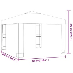 Tonnelle avec toit double 3x3 m Blanc 