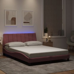 Cadre de lit avec lumières LED rose 120x200 cm velours 