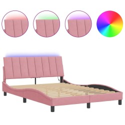 Cadre de lit avec lumières LED rose 120x200 cm velours 