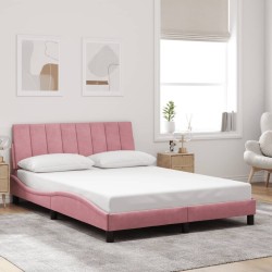 Cadre de lit avec lumières LED rose 120x200 cm velours 