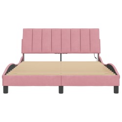Cadre de lit avec lumières LED rose 120x200 cm velours 