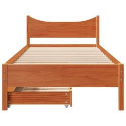 Cadre de lit et tiroirs cire marron 100x200 cm bois de pin 