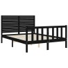 Cadre de lit sans matelas noir bois de pin massif 