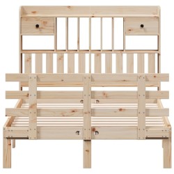 Lit bibliothèque sans matelas 135x190 cm bois de pin massif 