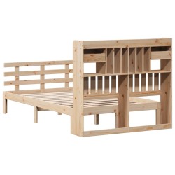 Lit bibliothèque sans matelas 135x190 cm bois de pin massif 