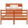 Lit bibliothèque sans matelas cire marron 135x190 cm pin massif 